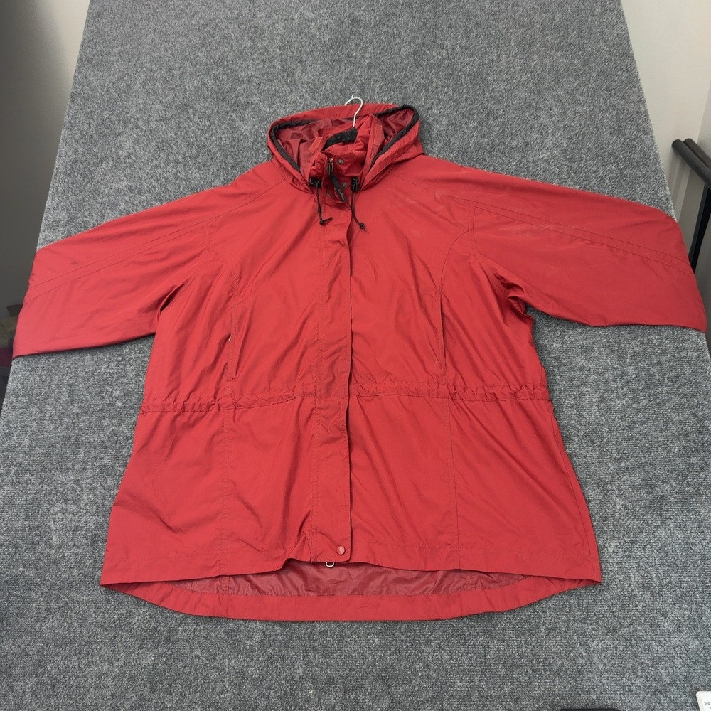 LL Bean Jacket Womens 3X Red Polyester Hooded Full Zip Outdoors Gorpcore